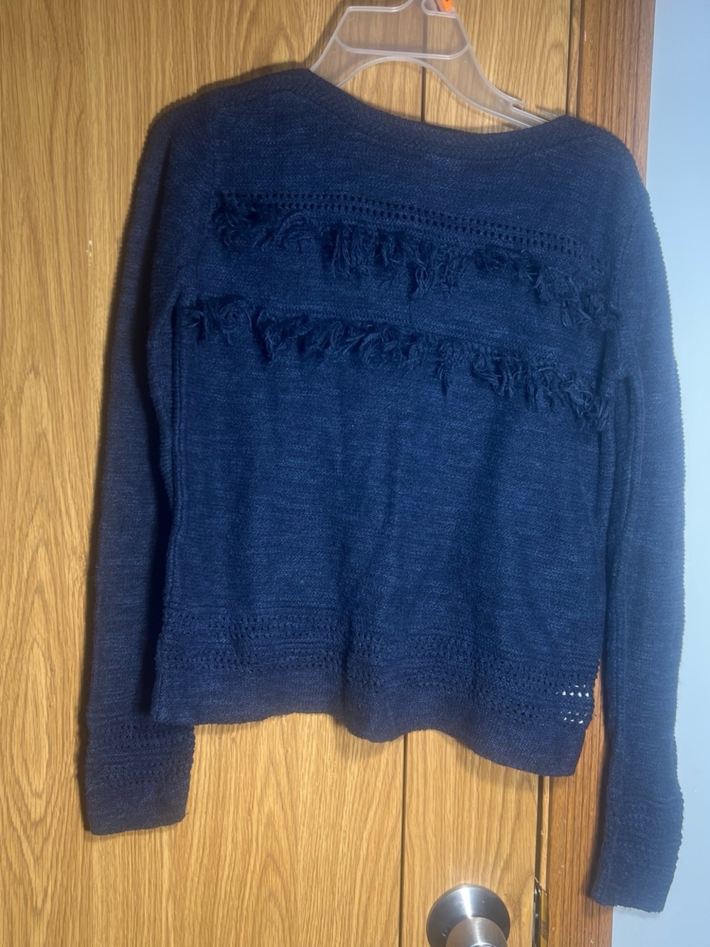 Old Navy Navy Fringe Knit Sweater